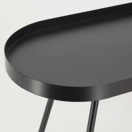 Table basse ovale en métal noir