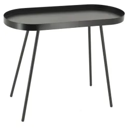 Table basse ovale en métal noir