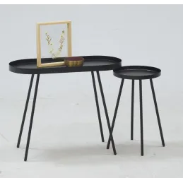 Table basse ovale en métal noir
