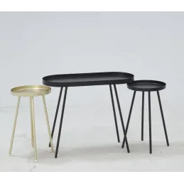 Table basse ovale en métal noir