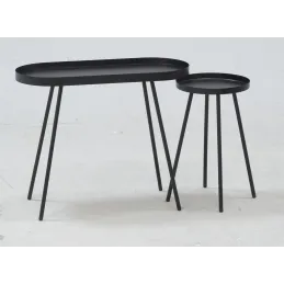 Table basse ovale en métal noir