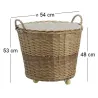 Corbeille à roulettes en osier avec doublure en jute