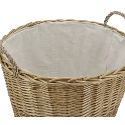 Corbeille à roulettes en osier avec doublure en jute