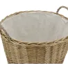Corbeille à roulettes en osier avec doublure en jute