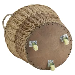 Corbeille à roulettes en osier avec doublure en jute