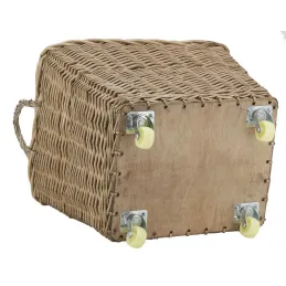 Corbeille à roulettes en osier avec doublure en jute