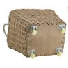 Corbeille à roulettes en osier avec doublure en jute