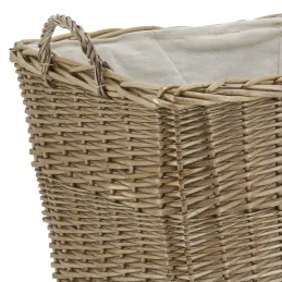 Corbeille à roulettes en osier avec doublure en jute