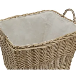 Corbeille à roulettes en osier avec doublure en jute