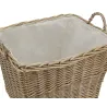 Corbeille à roulettes en osier avec doublure en jute