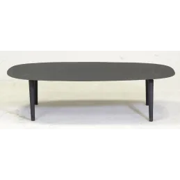 Table basse ovale en métal texturé noir