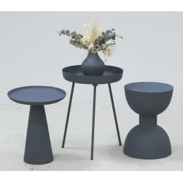 Table d'appoint ronde en métal Sablier