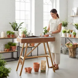Table à rempoter en bois et métal