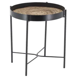 Table ronde en métal et jonc