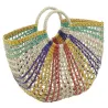 Sac demi-lune en jonc multicolore