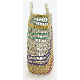 Sac demi-lune en jonc multicolore