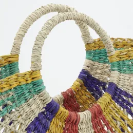 Sac demi-lune en jonc multicolore
