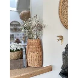 Hotte murale en rotin naturel