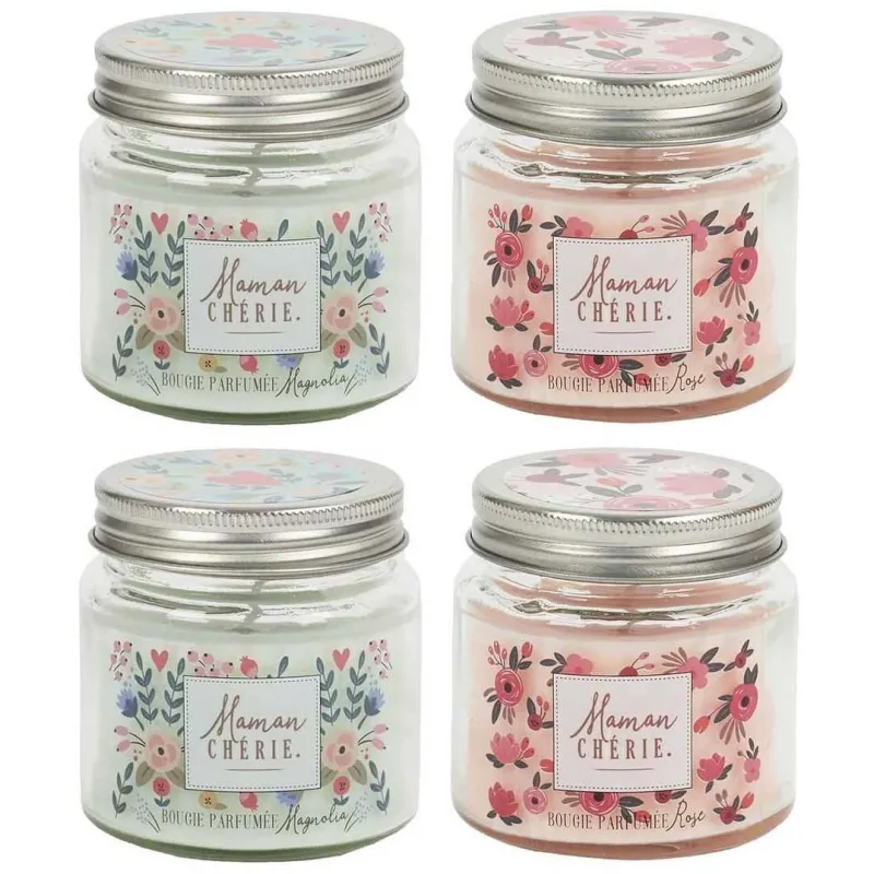Bougie parfumée en pot Maman 6.5 cm (Lot de 4)