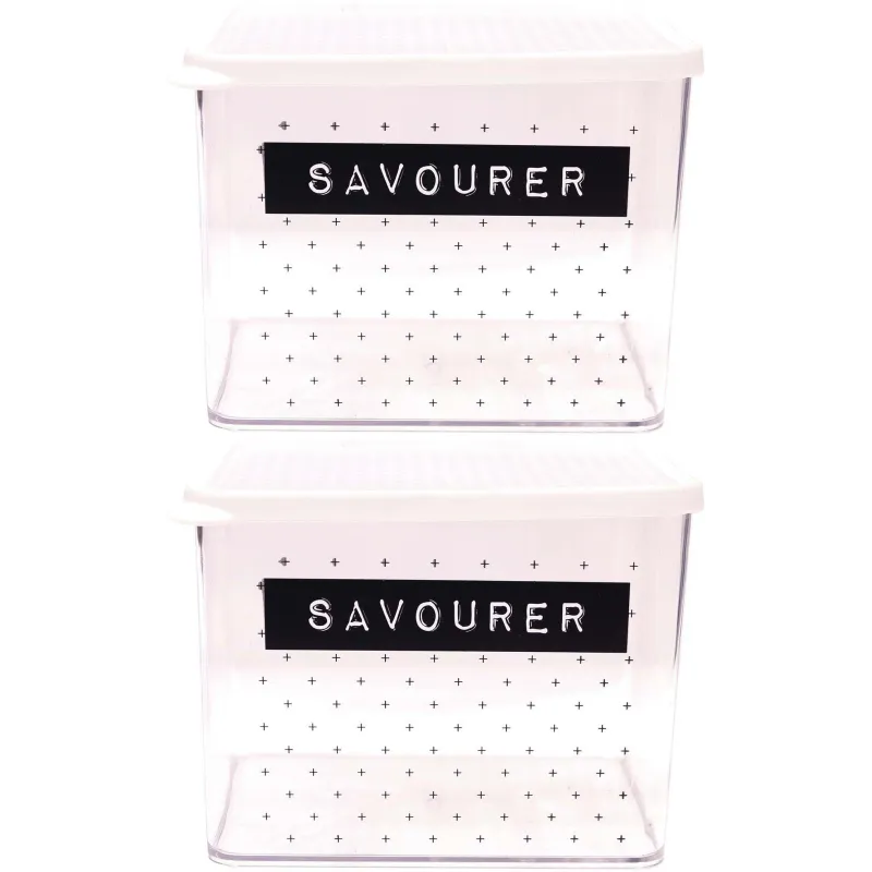 Boîte de conservation transparente à messages couvercle blanc (Lot de 2)