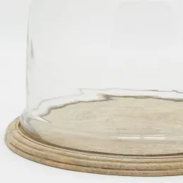 Cloches en verre + plateaux en manguier (lot de 2)