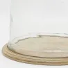 Cloches en verre + plateaux en manguier (lot de 2)
