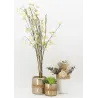 Vase en métal blanc et rotin
