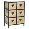 Commode 6 tiroirs en bois naturel Cœur