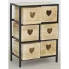 Commode 6 tiroirs en bois naturel Cœur
