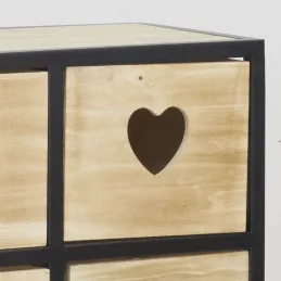 Commode 6 tiroirs en bois naturel Cœur