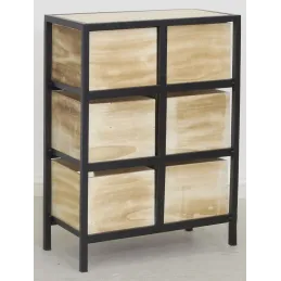 Commode 6 tiroirs en bois naturel Cœur