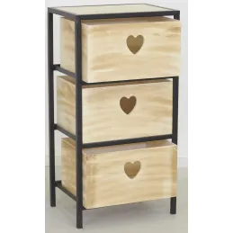 Commode 3 tiroirs en paulownia Lovely