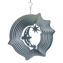 Mobile à vent lune & étoiles argent 30 cm