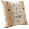 Coussin en coton beige à rivets
