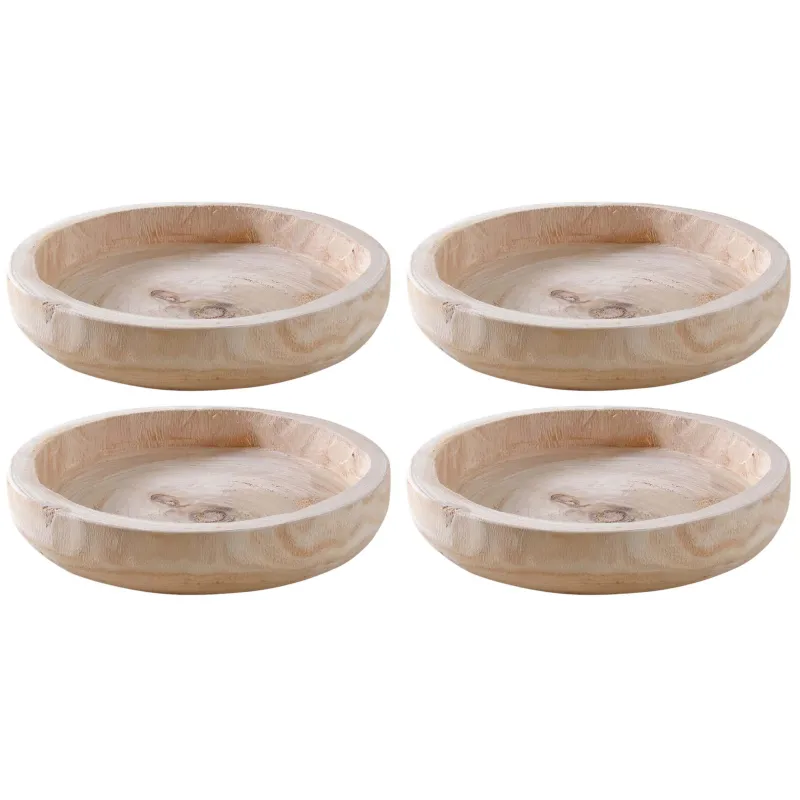 Plateau rond en paulownia (Lot de 4)