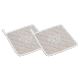 Manique beige en lin et coton (Lot de 2)