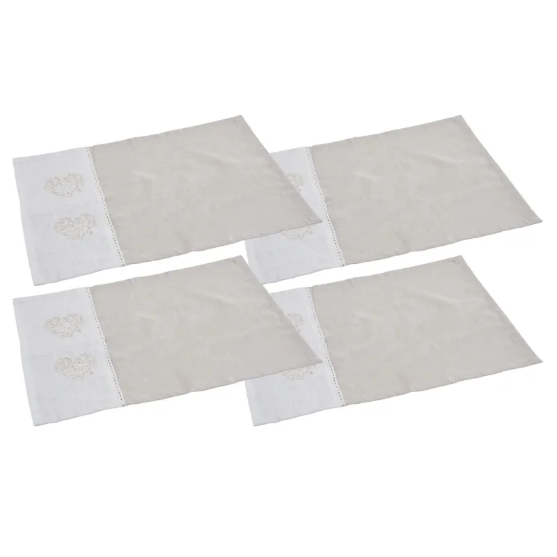 Set de table blanc et beige (Lot de 4)