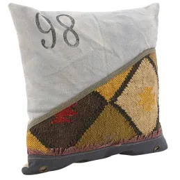 Coussin en coton kilim et en cuir (Lot de 3)