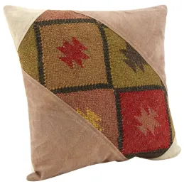 Coussin en coton kilim et en cuir (Lot de 3)