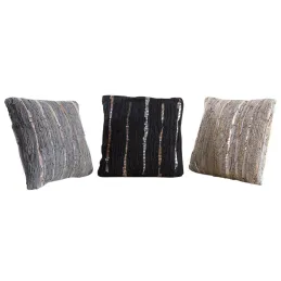 Coussin en coton et cuir (Lot de 3)