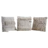 Coussins en coton à franges gris et blancs (lot de 3)