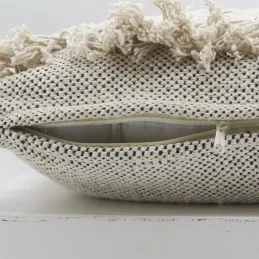Coussins en coton à franges gris et blancs (lot de 3)