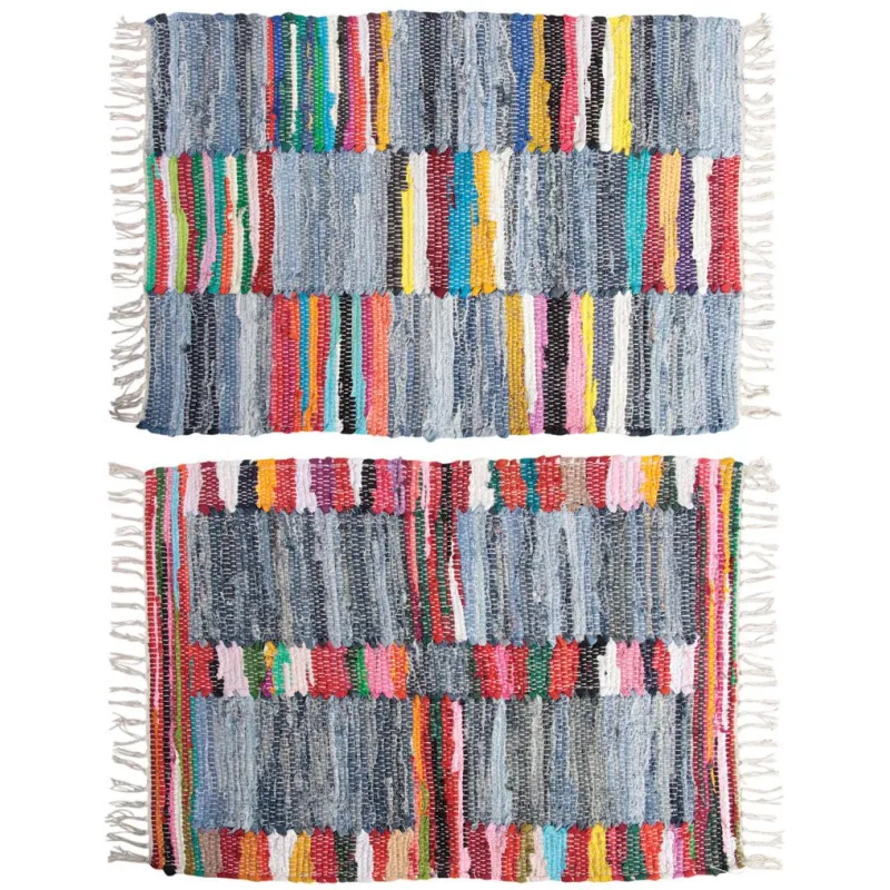 Tapis en coton multicolore (Lot de 2)