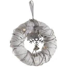 Couronne de porte lumineuse en bois