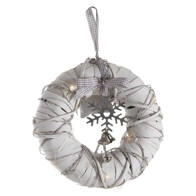 Couronne de porte lumineuse en bois