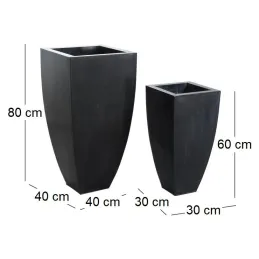 Cache-pots en zinc noir (lot de 2)
