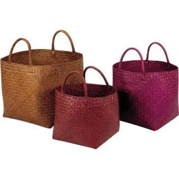 Cache-pots carrés en palmier coloris assortis (lot de 3)