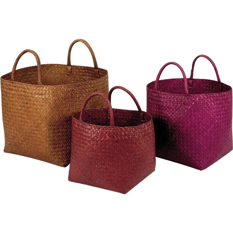 Cache-pots carrés en palmier coloris assortis (lot de 3)