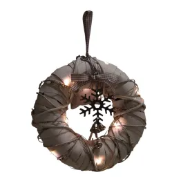 Couronne de porte lumineuse en bois