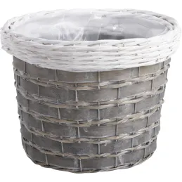 Cache-pots en osier gris et blanc (lot de 3)